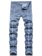 Slim Fit Raw Trim Jeans Mens Distressed Denim Pants