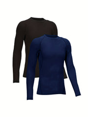 HOPLYNN Youth Compression Shirts 2 Pack Long Sleeve Moisture Wicking Baselayer