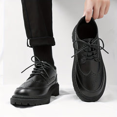 Men's Brogue Wingtip Derby Shoes Lace up Front Platform Shoes For Men