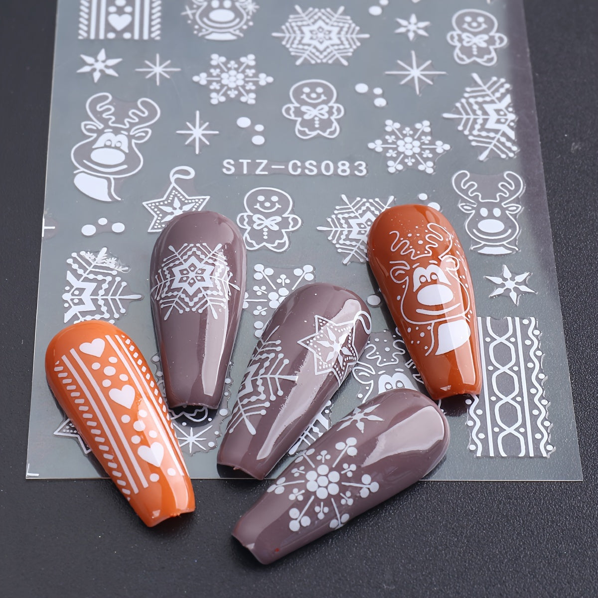 2pcs Christmas Nail Art Stickers Rose Golden & Snowflakes Gingerbread