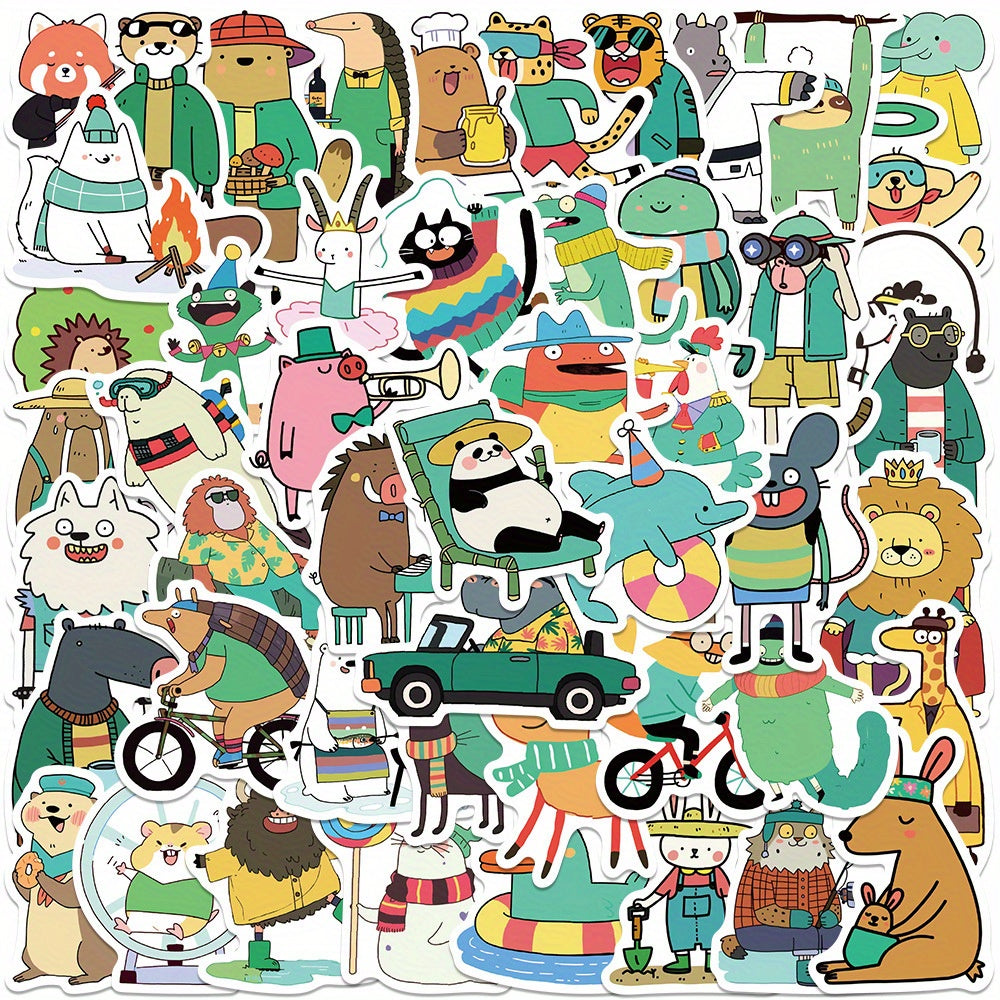 50pcs Animal Zoo Stickers Waterproof Retro Vintage for Laptop Phone