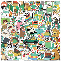50pcs Animal Zoo Stickers Waterproof Retro Vintage for Laptop Phone