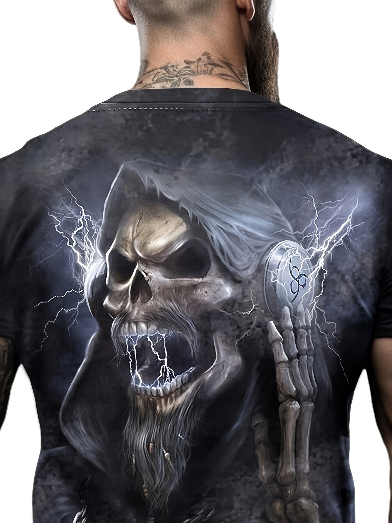 SKULL 3D Pattern Print Men's Short Sleeve T-shirt Graphic Tee