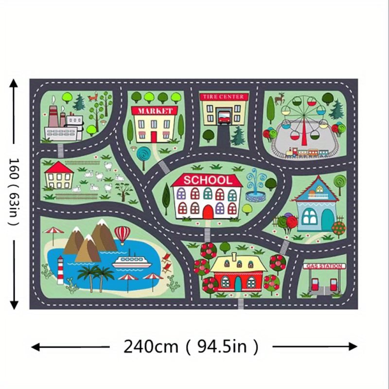 Teaching & Puzzle Carpet - Urban Traffic Parking Lot Crawl