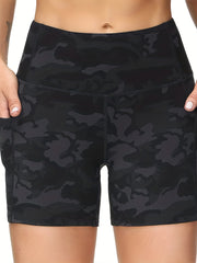 Camouflage Quick Drying Fitness Shorts with Pocket Women's Activewear