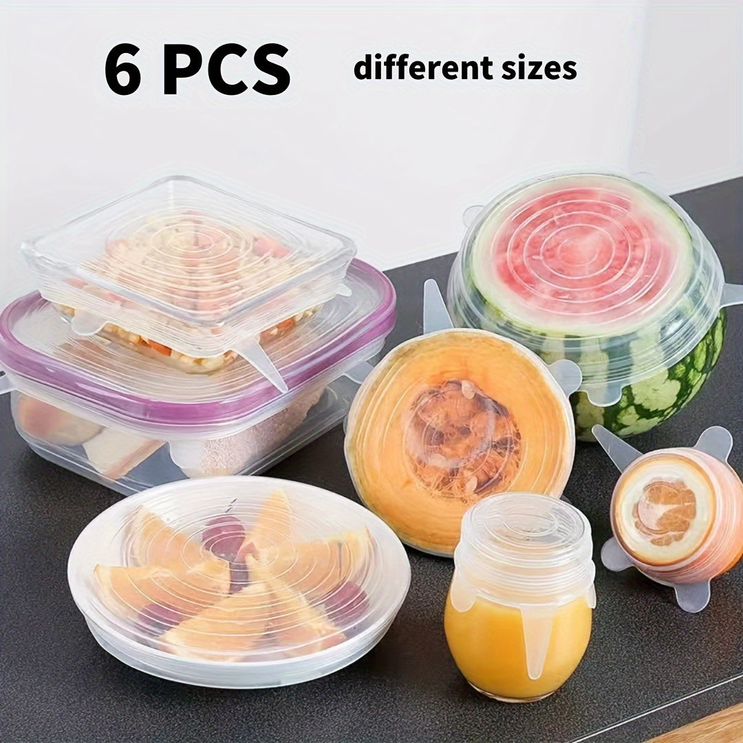 6pcs Silicone Stretch Lids BPA-Free Reusable Food Bowl Covers