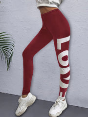 High Waist Yoga Leggings Letter Print Breathable Ankle Length Pants