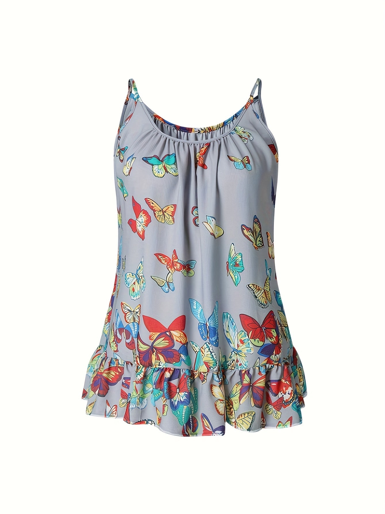 Butterfly Print Cami Top Sleeveless Summer Top Women's Clothing