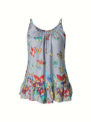 Butterfly Print Cami Top Sleeveless Summer Top Women's Clothing