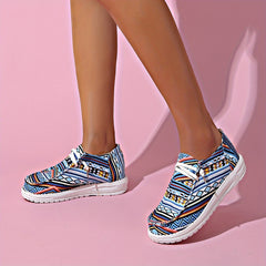 Women's Boho Pattern Slip On Loafers Lightweight Platform Shoes
