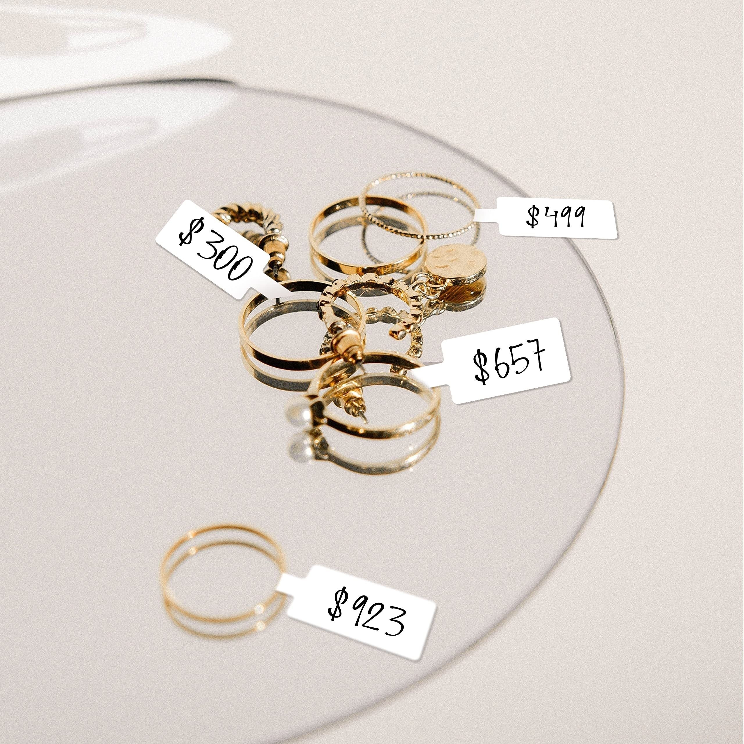 600pcs Self Adhesive Jewelry Stickers Tear Resistant Necklace Ring Labels