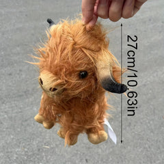 Highland Cow Plush Toy Soft Brown Stuffed Animal with Realistic Eyes