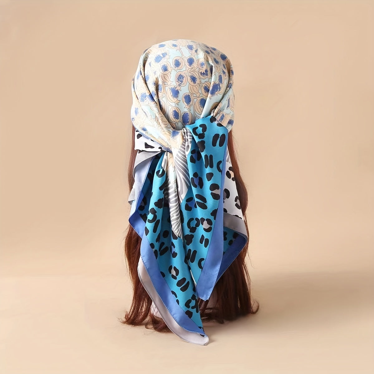 Leopard Print Shawl Block Large Square Scarf Bandana Head Wraps