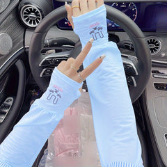 Rabbit Embroidery Sunproof Ice Sleeves for Women