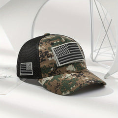 American Flag Camo Trucker Hat Baseball Cap Men's Sunshade Hat
