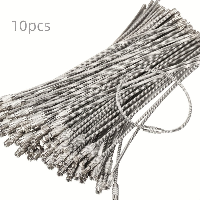 10pcs Stainless Steel Cable Keychain for Outdoor Travel