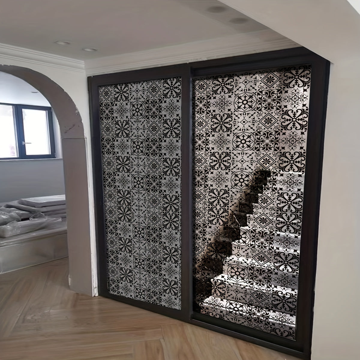 Retro Pattern Electrostatic Glass Window Film Decorative Window Sticker