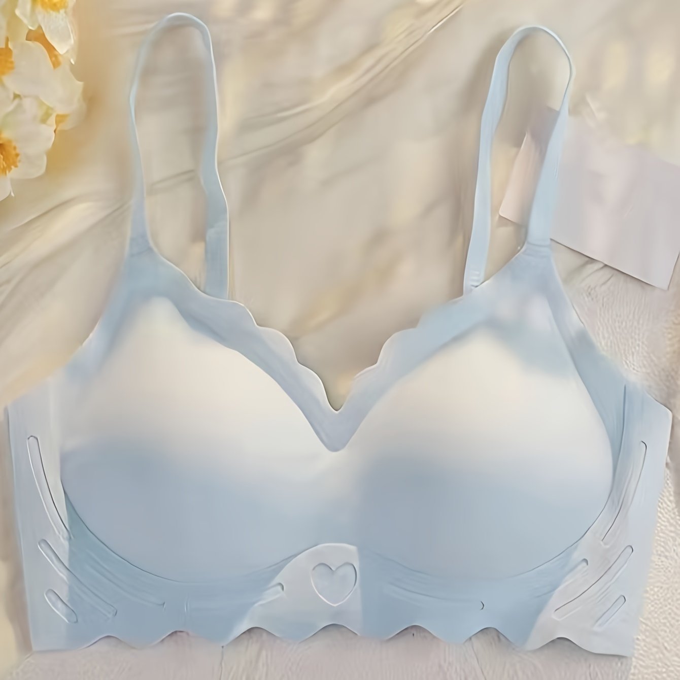Scallop Trim Wireless Bra Push Up Bra Lingerie