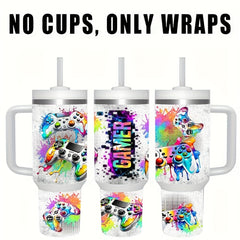 2pcs Gamer Gamepad Decorative Paper Packaging for 40oz Glass Cup Set