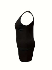 Solid Tank Top & Shorts Pajamas Set