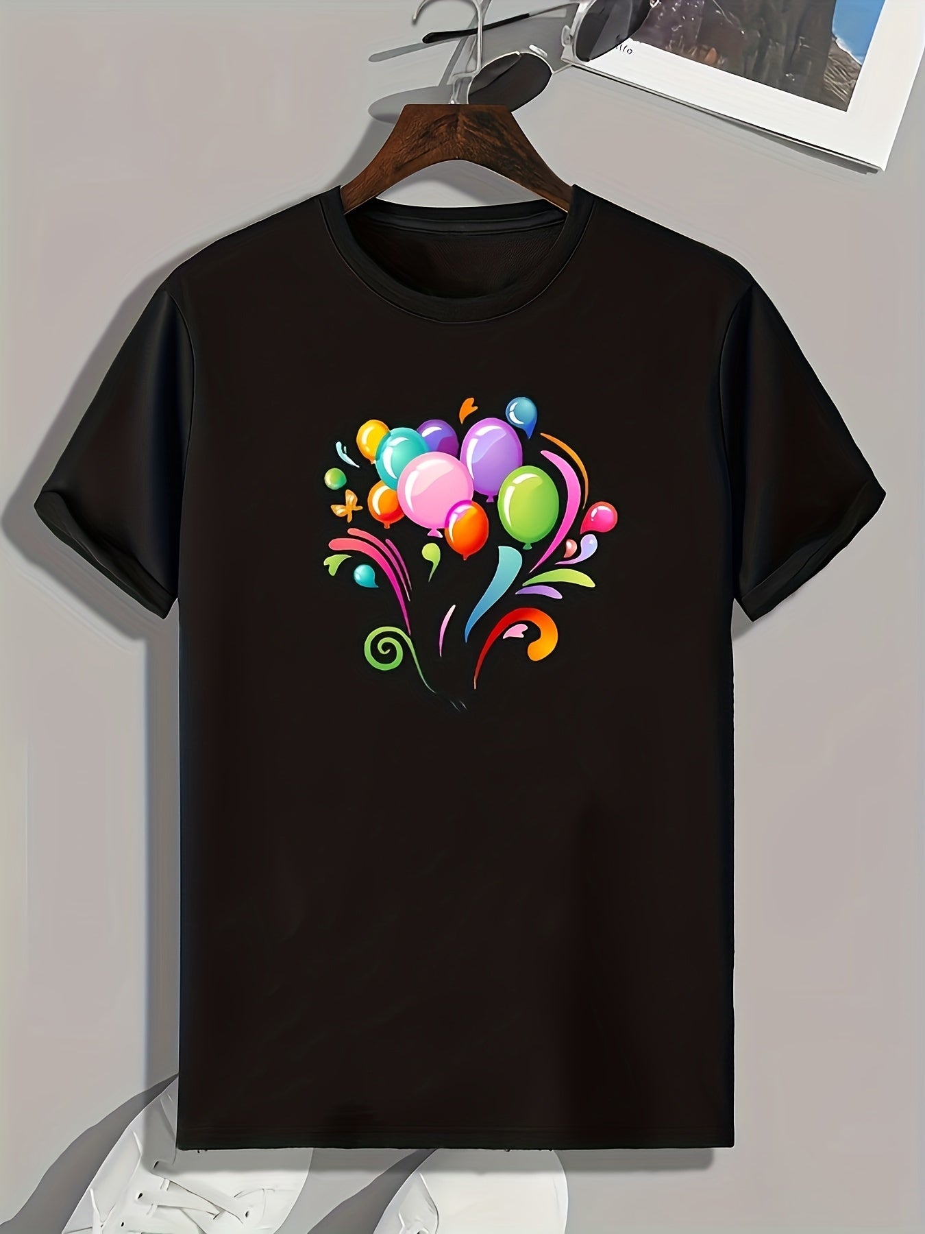 Colorful Balloon Print Men's Graphic T shirt Casual Summer Tees