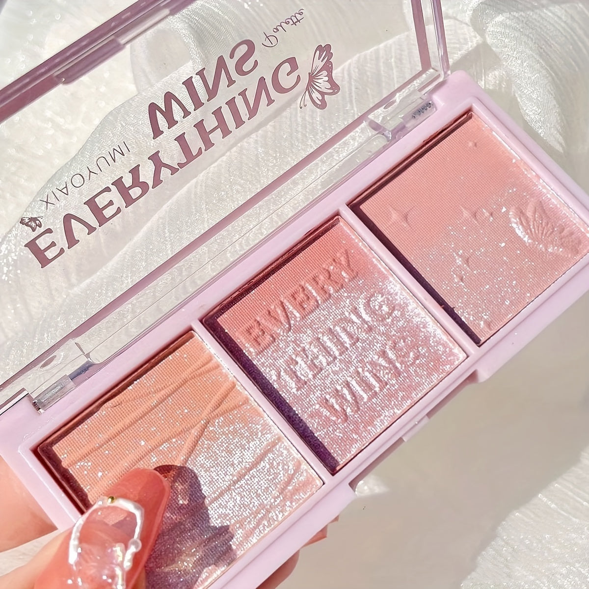 Secret Garden Tri Blush Eye Shadow Rose Milk Natural Matte Makeup