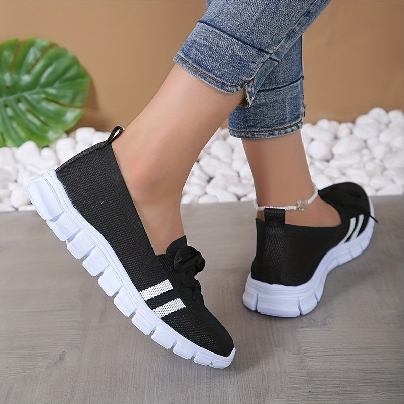 Women's Colorblock Knit Sneakers Low Round Toe Lightweight Sporty Shoes