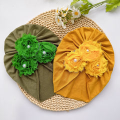 Baby Girls Flowers Pearl Cap Soft Head Wrap Head Decorative Accessory