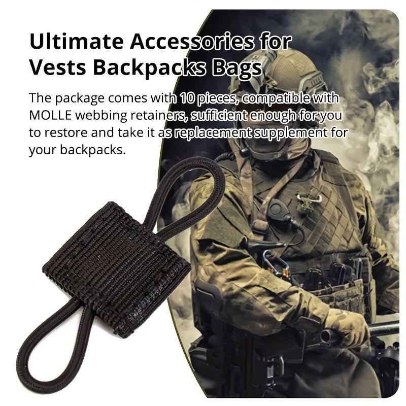 10pcs Outdoor Nylon Elastic Molle Ribbon Buckle Backpack Binding Buckle
