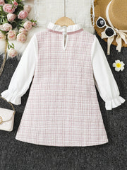 Girls Mesh Ruffled Dress Plaid Print Summer Party Kids Clothes