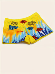 Boys Cartoon Fish Swim Trunks for Beach Vacation
