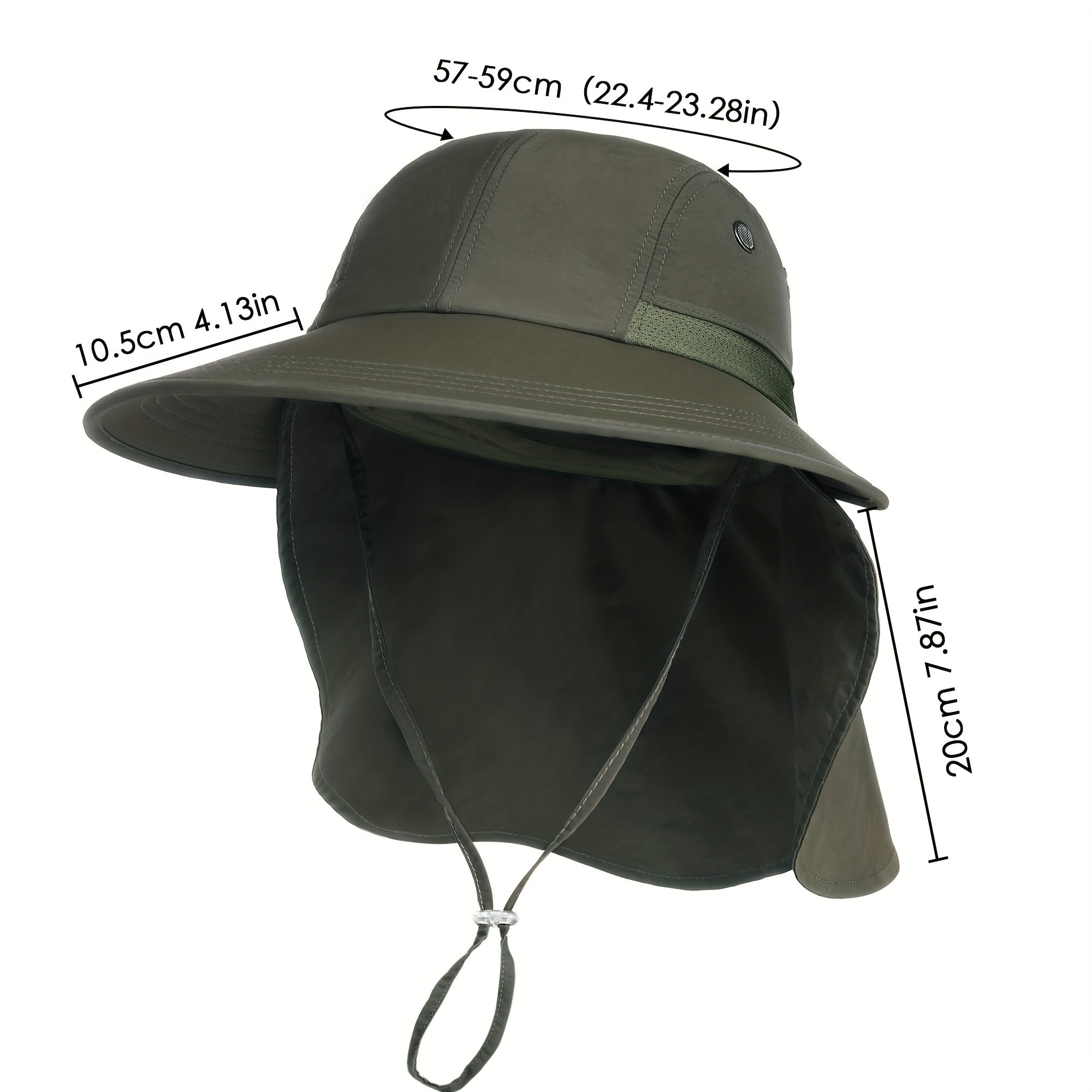 UPF 50 Wide Brim Hat w/ Neck Flap for Outdoor Activities