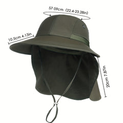 UPF 50 Wide Brim Hat w/ Neck Flap for Outdoor Activities