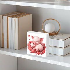 Romantic Pig Couple Love Themed Decor for Valentine Anniversary Bedroom Wedding
