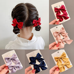 2pcs Girls Fabric Bow Hair Clips Set