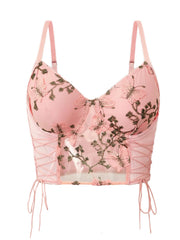 Women's Butterfly Embroidery Mesh Lingerie Set With Underwire
