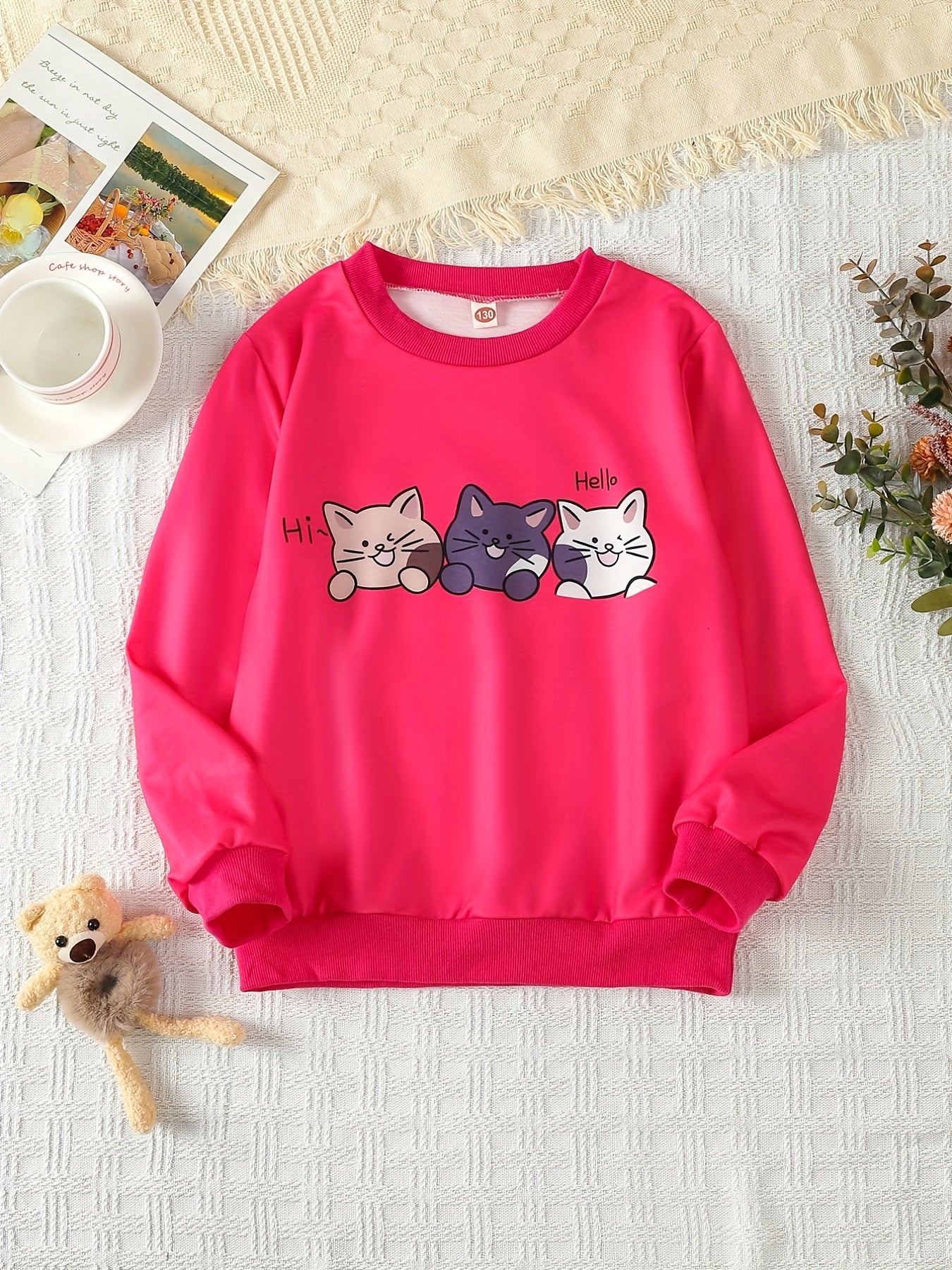 Kitty Buddies Graphic Sweatshirt For Girls