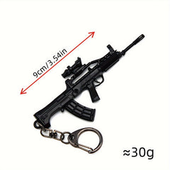 2pcs Mini Gun Model Keychain Alloy Keyring Bag Decoration Pendant Gift