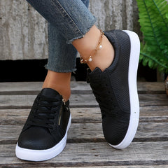 Snake Texture Faux Leather Skate Shoes Heighten Solid Non slip Low Cut Flat Snea