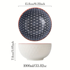 2pcs Ceramic Bowl 33 Oz Soup Salad Cereal Dessert Rice Noodles
