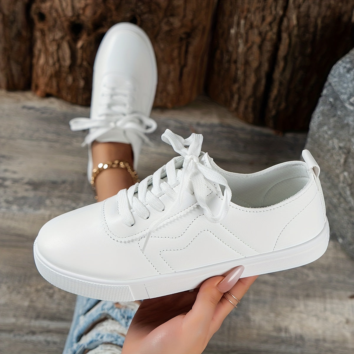 Women's Lace Up Comfortable Flat Shoes Solid Walking Shoes