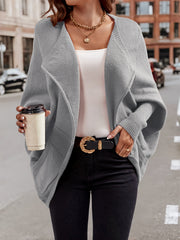 Casual Cardigan Women's Plus Solid Bat Sleeve Medium Stretch Oversized