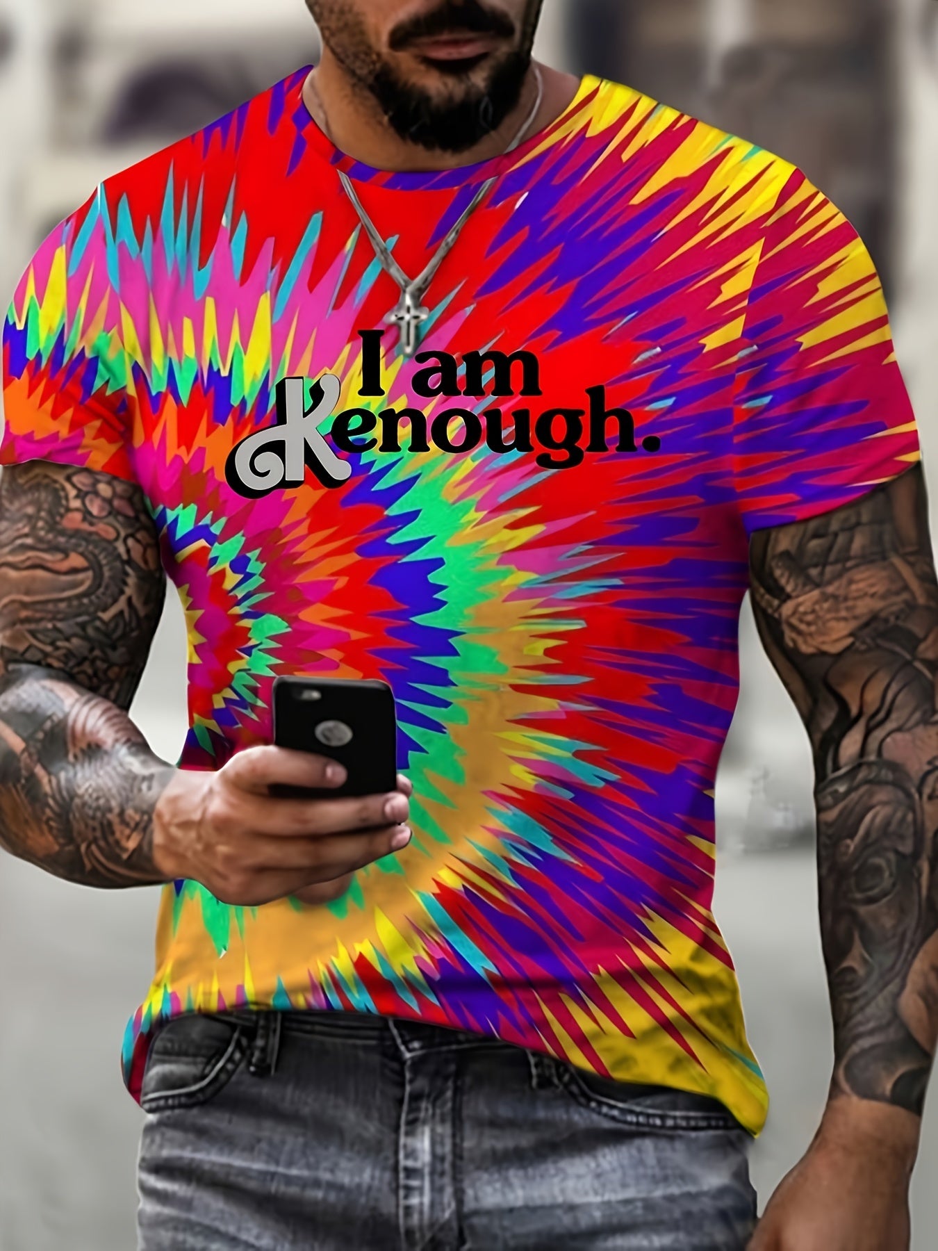 Men's Kenough Print T-shirt Casual Comfy 3D Print Tee
