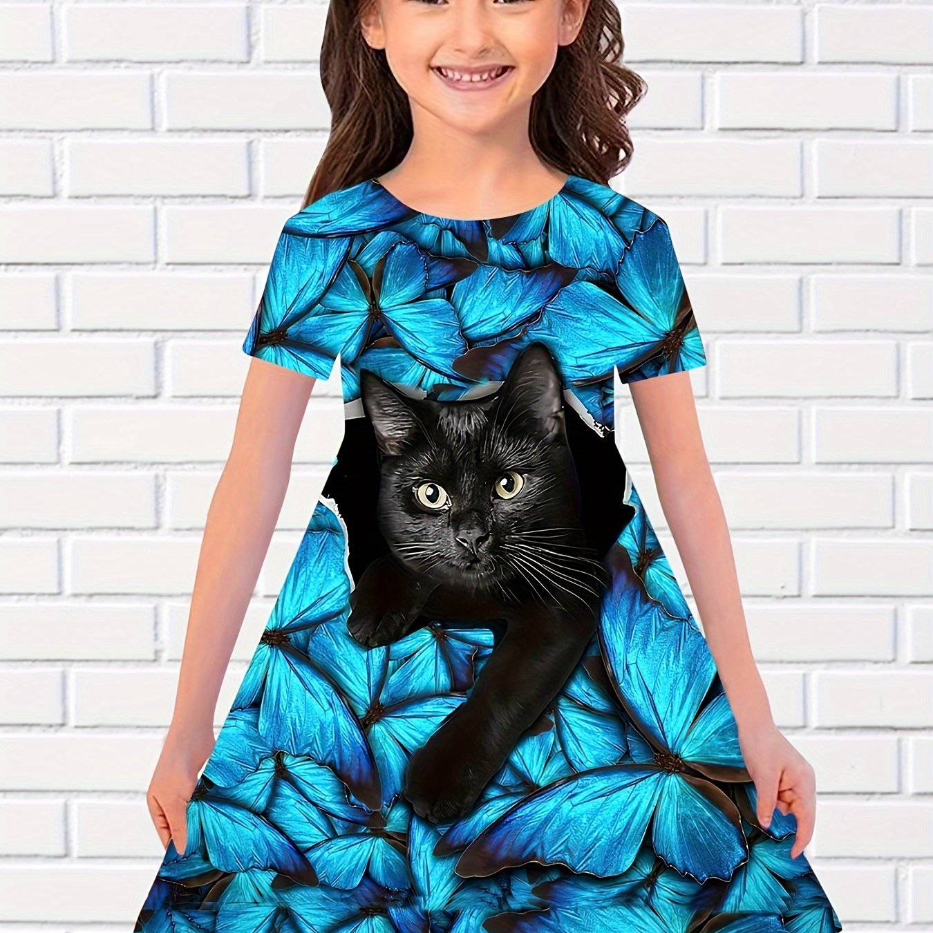 3D Print Cat Graphic Short Dress Summer Clothes Gift Sports