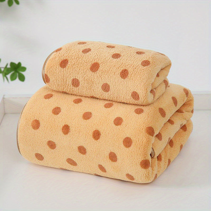 Polka Dot Microfiber Towel Set, 2pcs, Soft & Absorbent