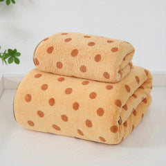 Polka Dot Microfiber Towel Set, 2pcs, Soft & Absorbent