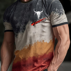 Men's Ox Print Stretch Sports T-shirt for Summer