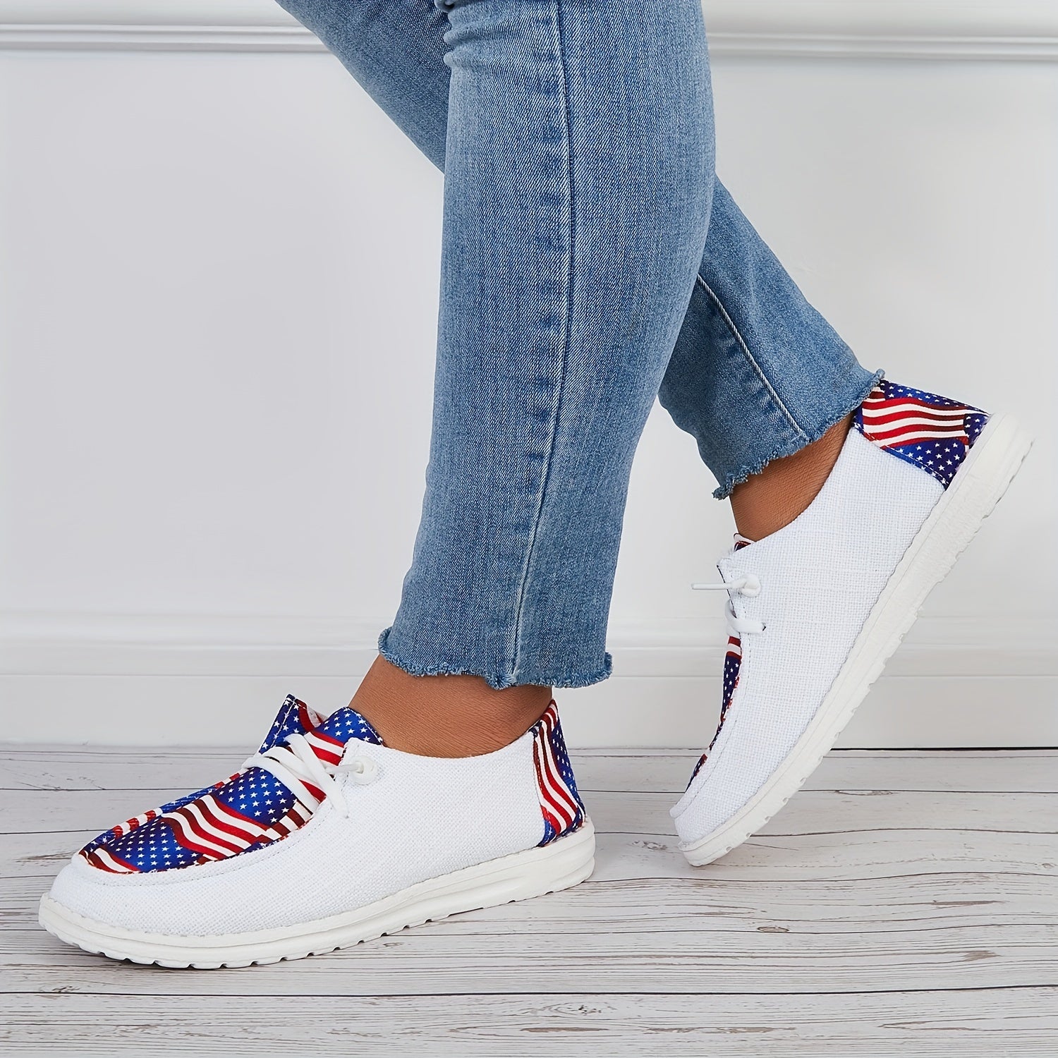 American Flag Canvas Shoes Women's Lightweight Outdoor Shoes