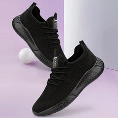 Women's Letter Patched Running Shoes Lace Up Outdoor Casual Sneakers