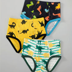 3pcs Boys Dinosaur Print Cotton Briefs Underwear Clothes